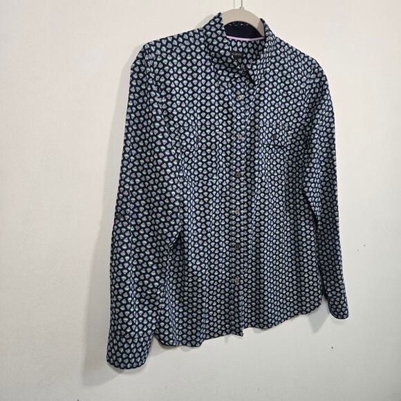 Talbot's Women's Navy Blue Print Blouse. Size 10 - Picture 3 of 10